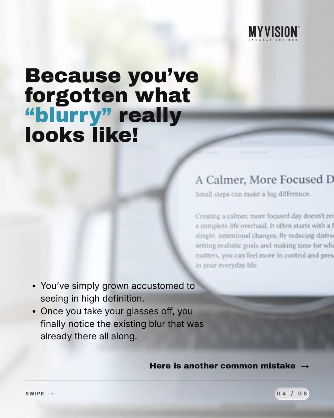 A page of printed text seen through a magnifier — sharp inside the lens, blurred all around it.